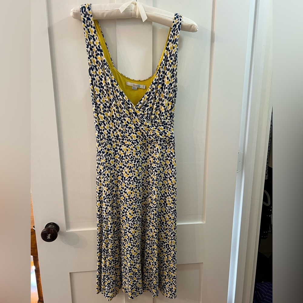 Boden Yellow and Blue knee length knit dress